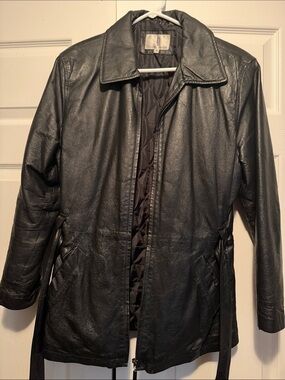 Women’s Black Leather Jacket - Classic Longline Zip Coat